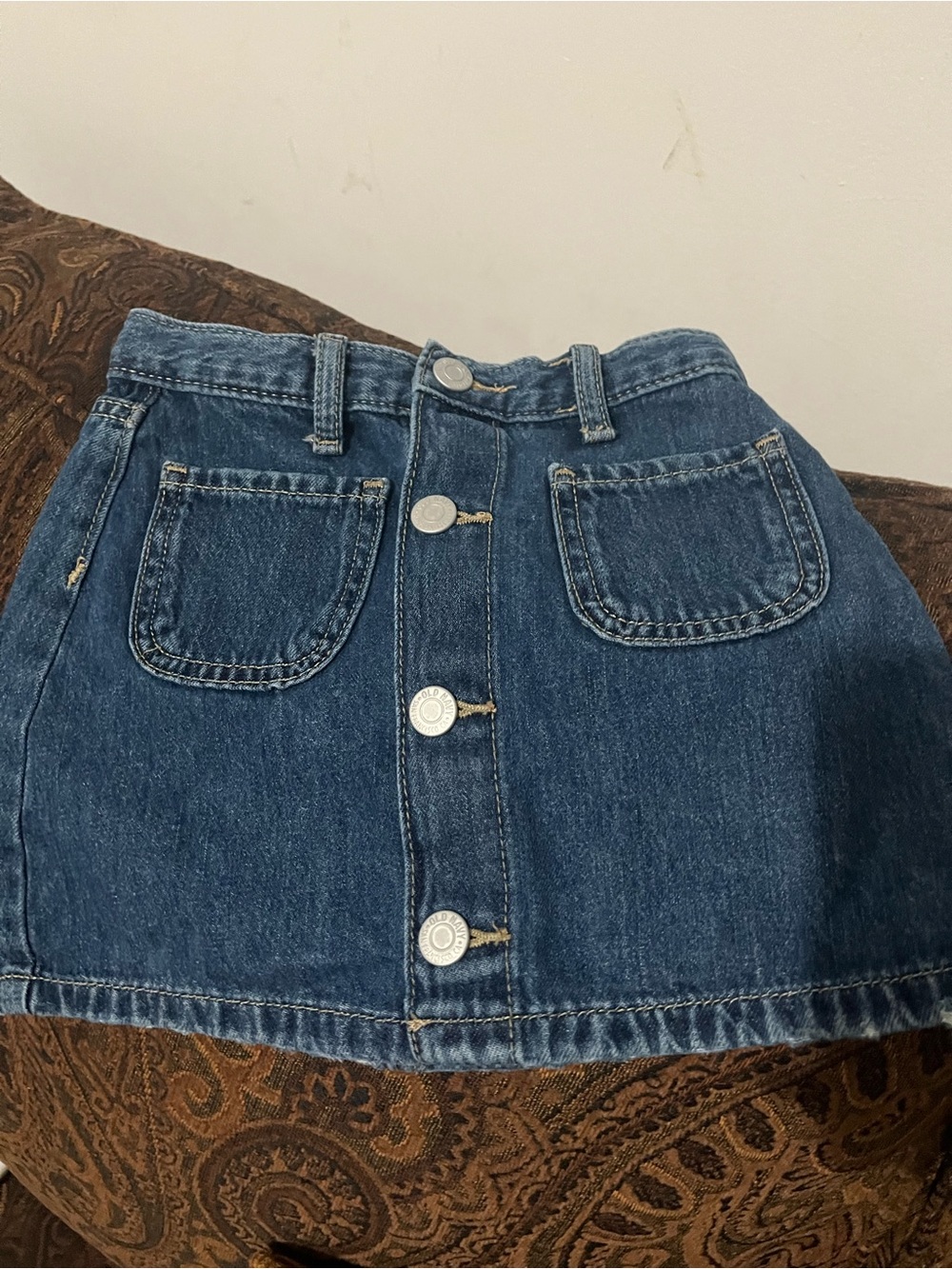 Old Navy Dark Blue Button-Front Denim Mini Skirt
